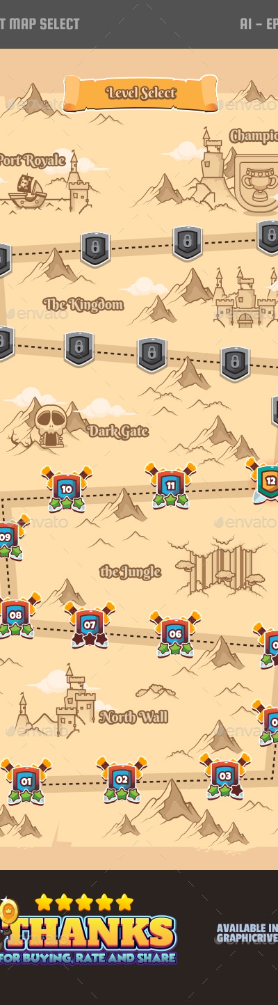 Level Select V2, Game Assets | GraphicRiver