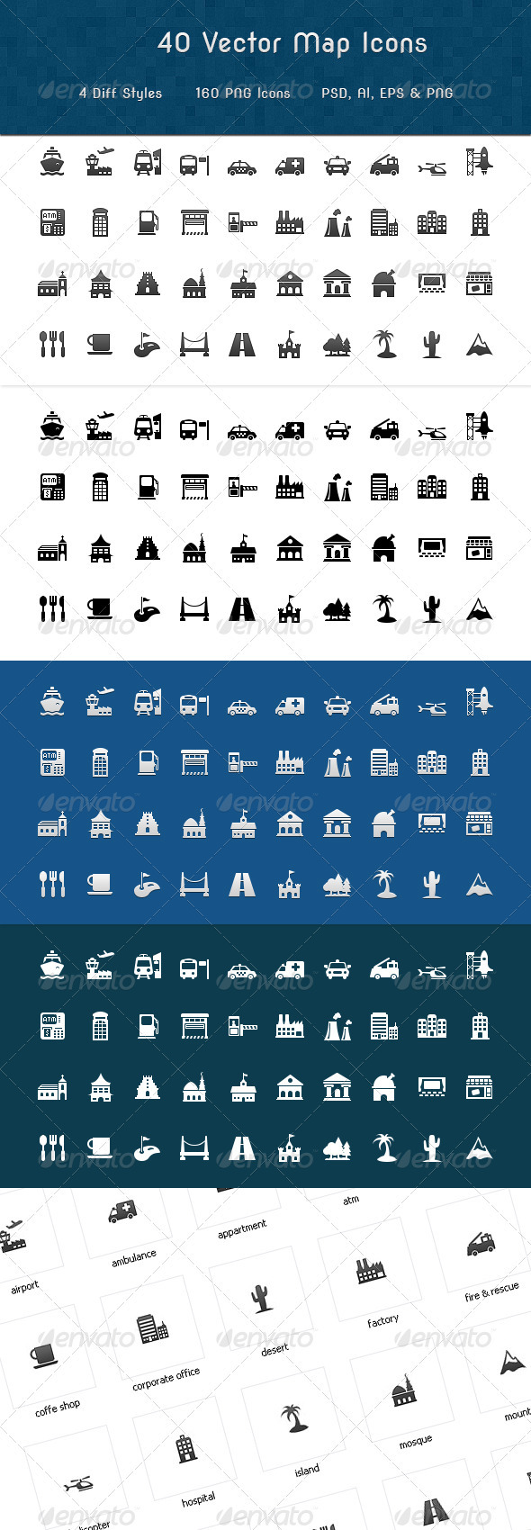 Map Symbols Icons, Icons | GraphicRiver