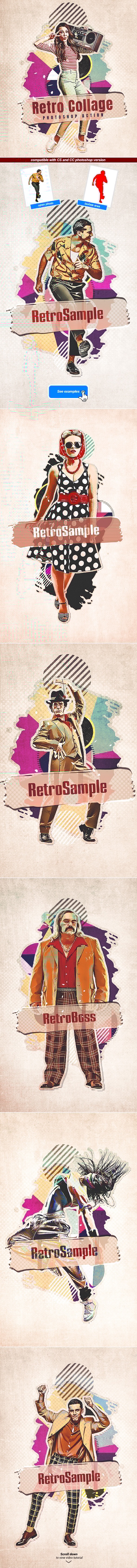 Retro Collage - Photoshop Action - Photo Effects Actions