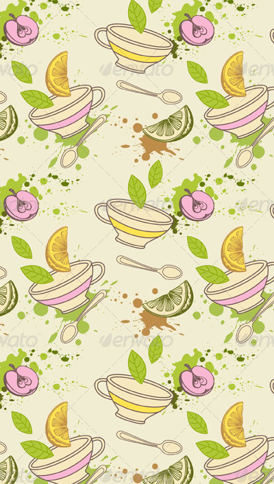 Tea Seamless Pattern, Vectors | GraphicRiver