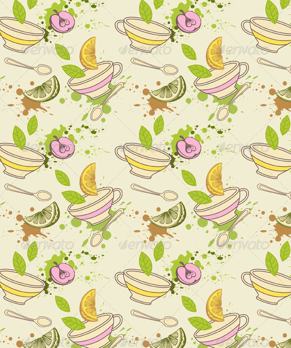 Tea Seamless Pattern, Vectors | GraphicRiver