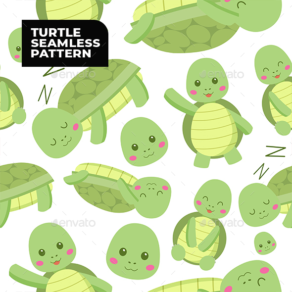 Turtle Seamless Pattern, Vectors | GraphicRiver