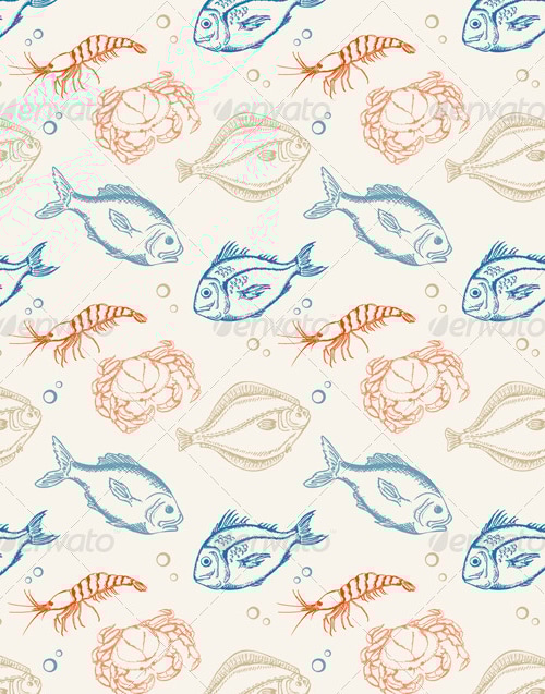 Seamless Pattern with Fish, Vectors | GraphicRiver