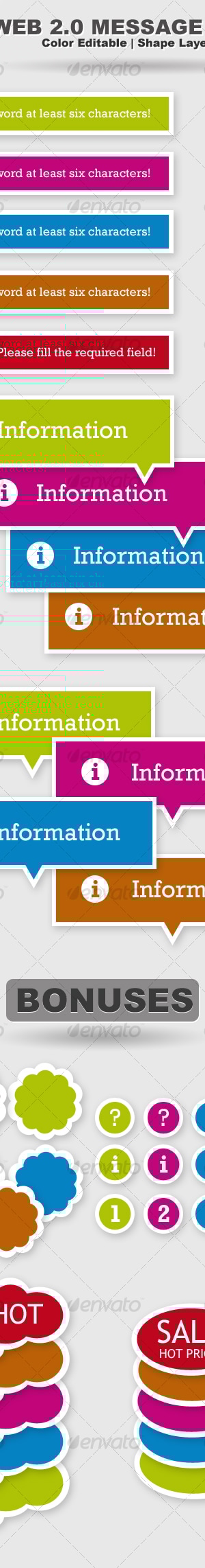 Web 2.0 Message Boxes, Web Elements | GraphicRiver