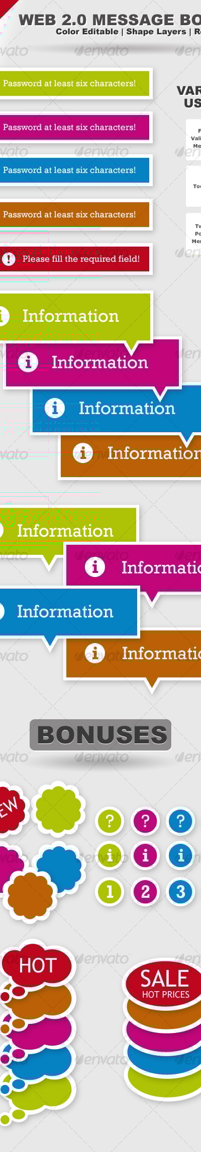 Web 2.0 Message Boxes, Web Elements | GraphicRiver