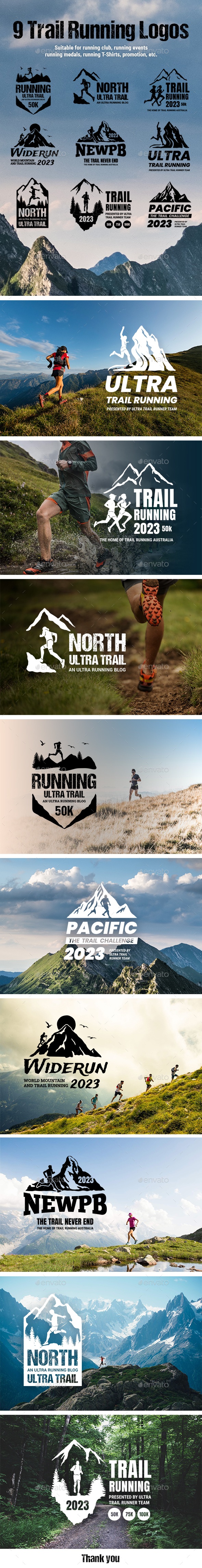 9 Trail Running Logos, Web Elements | GraphicRiver
