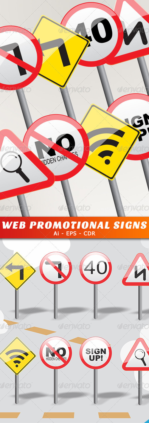Web Promotional Signs , Vectors | GraphicRiver