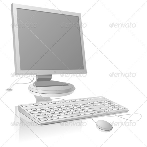 LCD Monitor and Keyboard Template, Vectors | GraphicRiver
