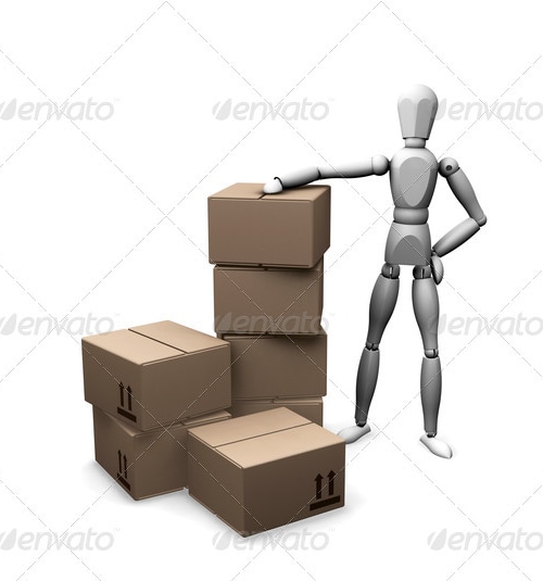 Man with boxes, Graphics | GraphicRiver