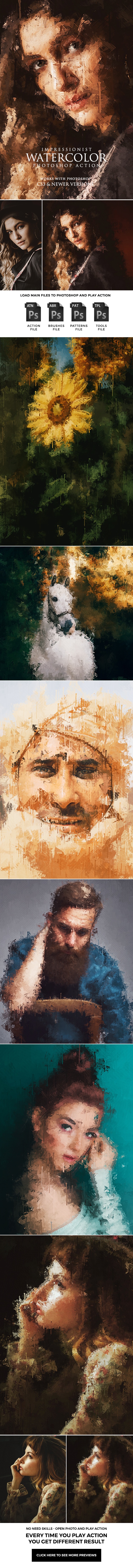 Impressionist Watercolor Photoshop Action - Photo Effects Actions