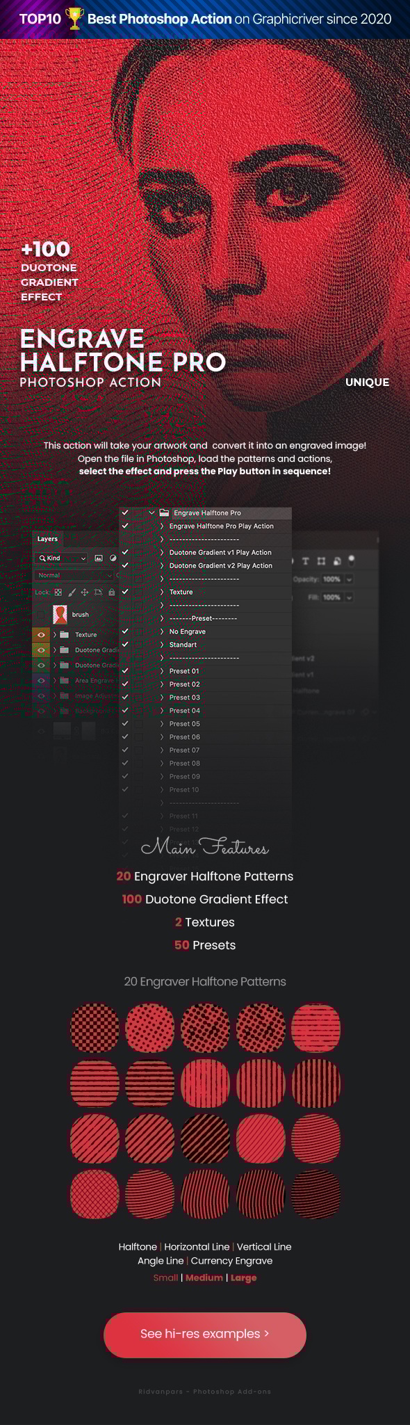 Engrave Halftone Pro Photoshop Action - Photo Effects Actions