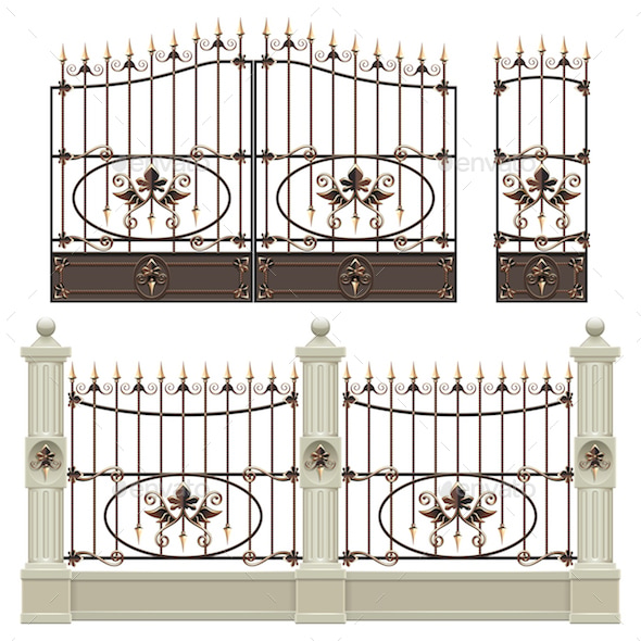Vector Palace Gate with Fence, Vectors | GraphicRiver