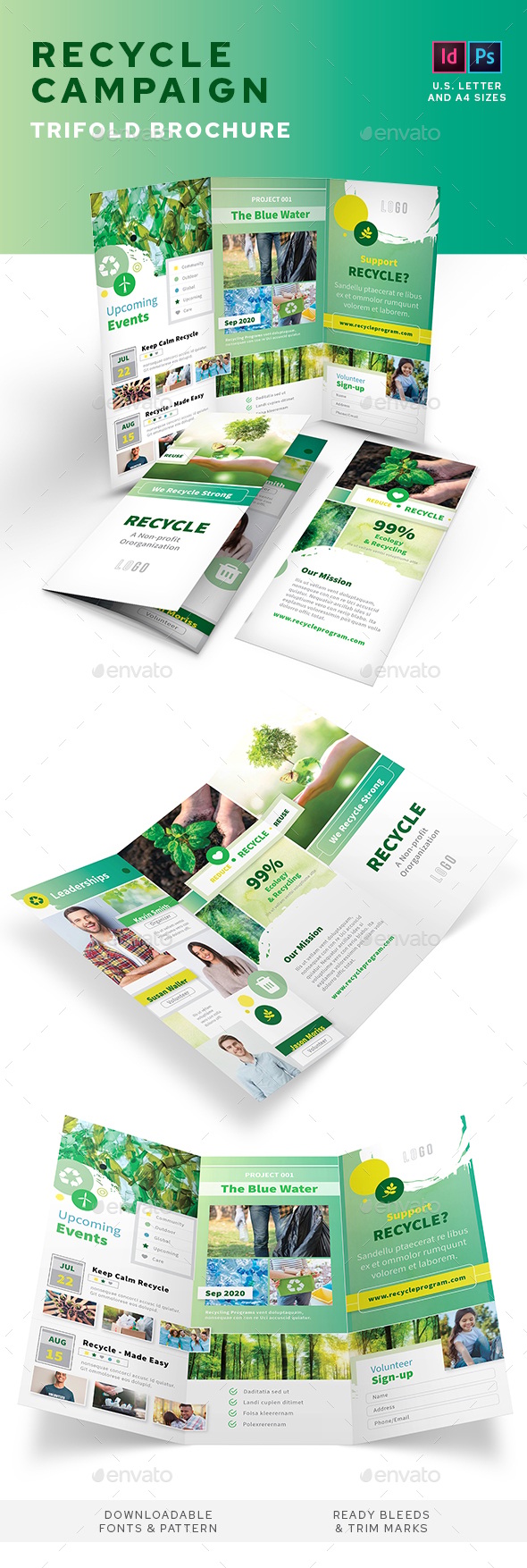 Recycling Campaign Trifold Brochure, Print Templates | GraphicRiver