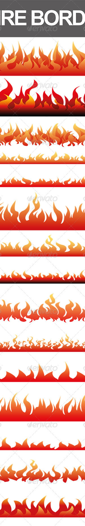 15 Fire Borders, Vectors | GraphicRiver