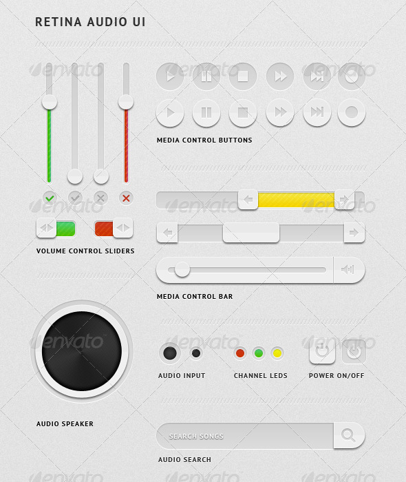 Retina Audio UI, Web Elements | GraphicRiver
