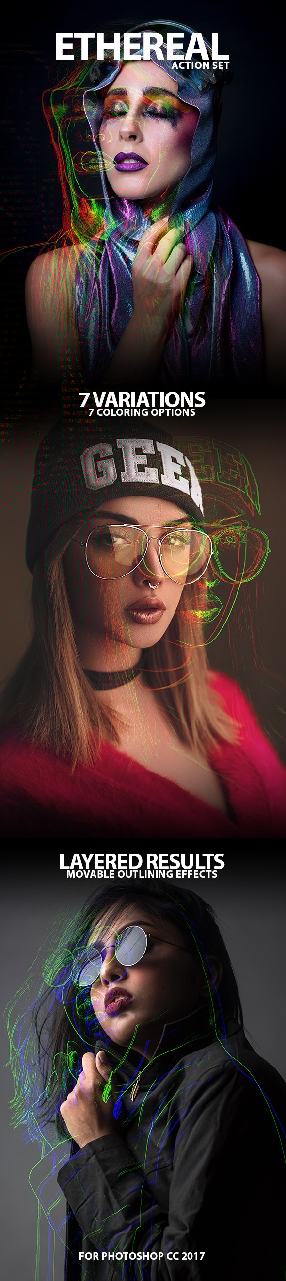 Ethereal Colorful Ghostly Outlines Photo Action Effect - Photo Effects Actions