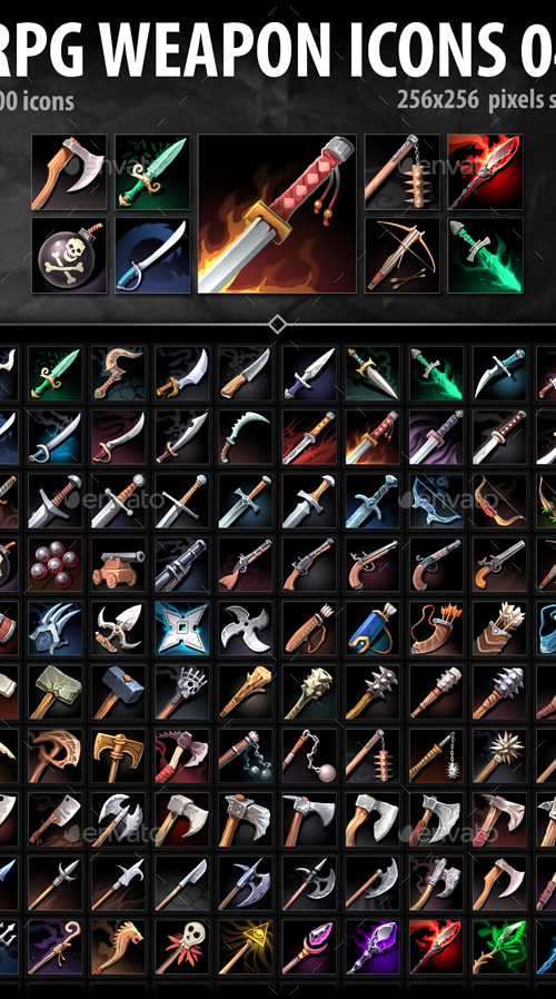 RPG Weapon Icons 04, Game Assets | GraphicRiver