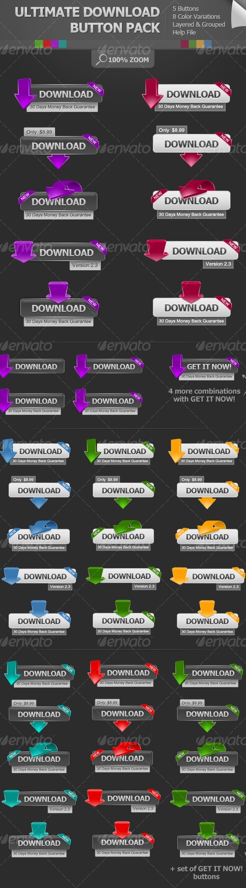 Ultimate Download Button Pack, Web Elements | GraphicRiver