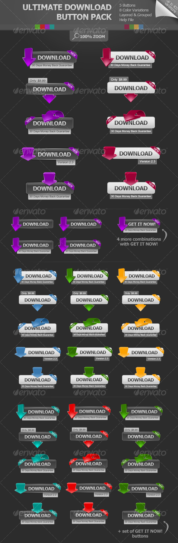 Ultimate Download Button Pack, Web Elements | GraphicRiver