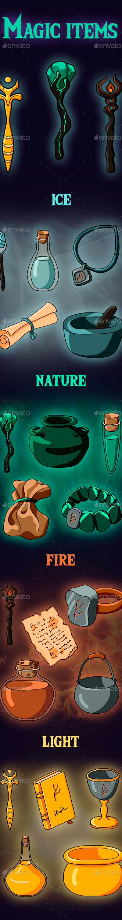 Magic items, Game Assets | GraphicRiver