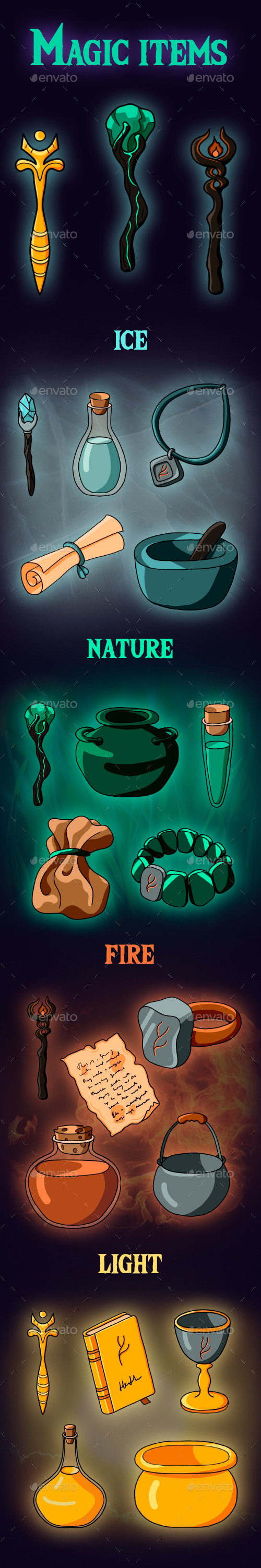 Magic items, Game Assets | GraphicRiver