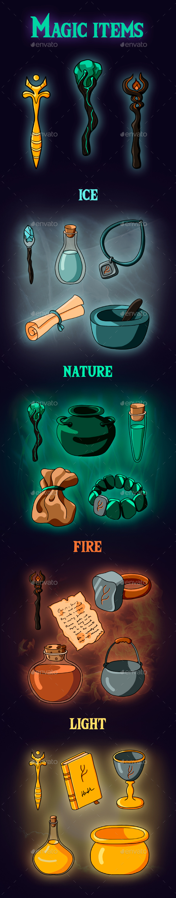 Magic items, Game Assets | GraphicRiver