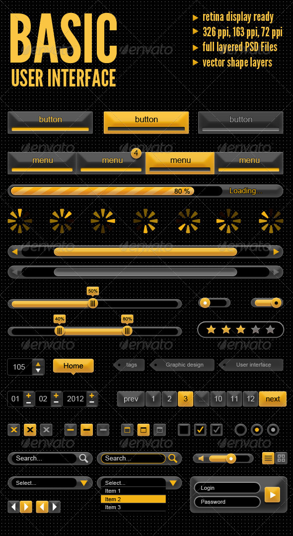 Basic User Interface, Web Elements | GraphicRiver