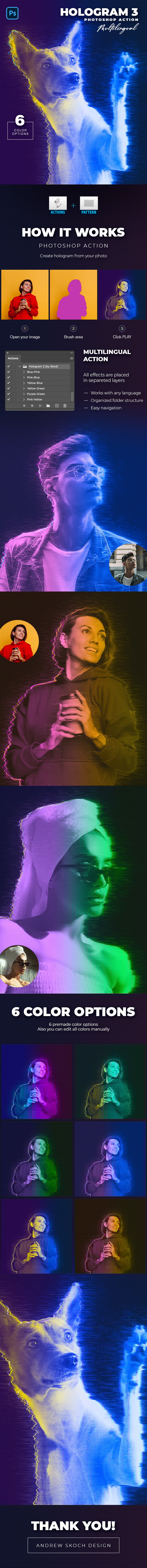 Hologram 3 Photoshop Action - Photo Effects Actions