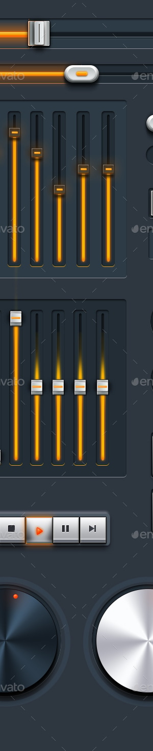Realistic UI Kit - Audio Player Assets, Web Elements | GraphicRiver