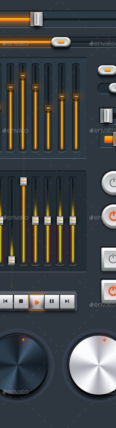 Realistic UI Kit - Audio Player Assets, Web Elements | GraphicRiver