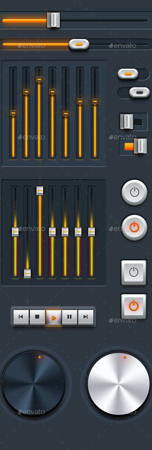 Realistic UI Kit - Audio Player Assets, Web Elements | GraphicRiver