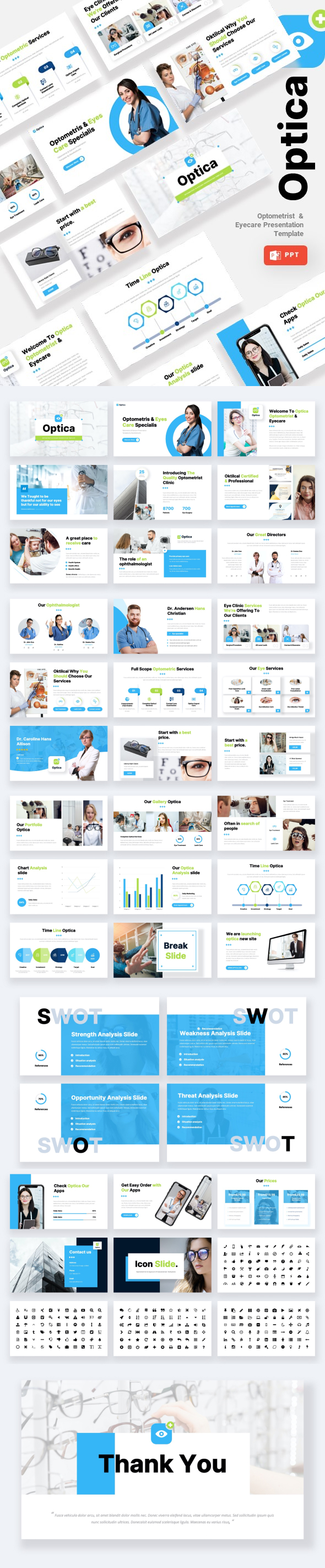 Optica - Optometrist & Eyecare Powerpoint Template, Presentation Templates