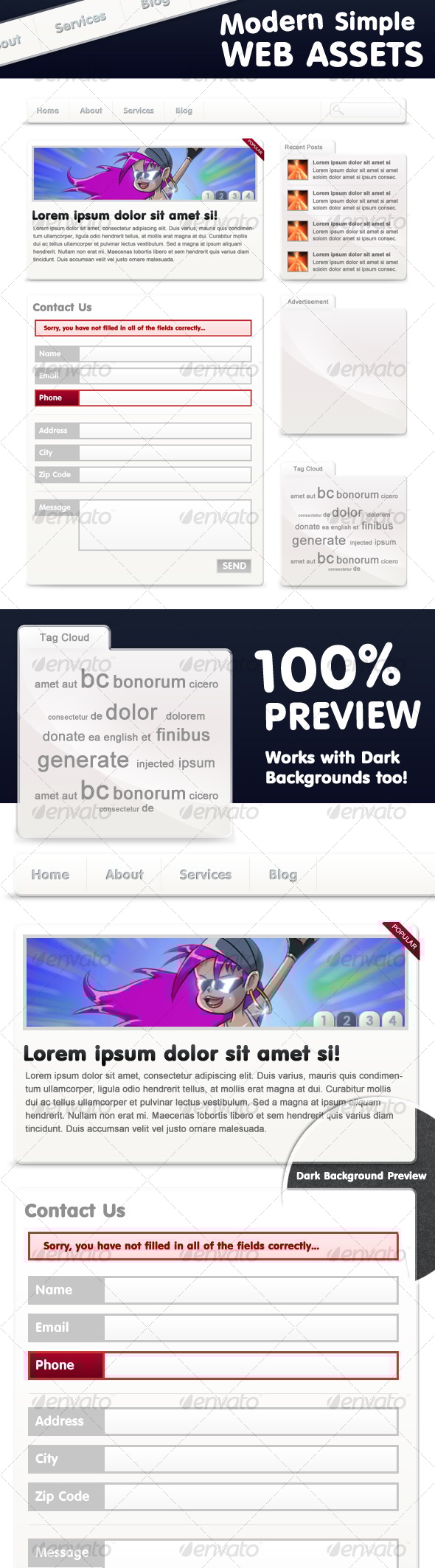 Web Elements - Boxes, Web Buttons & Contact Form - Web Elements