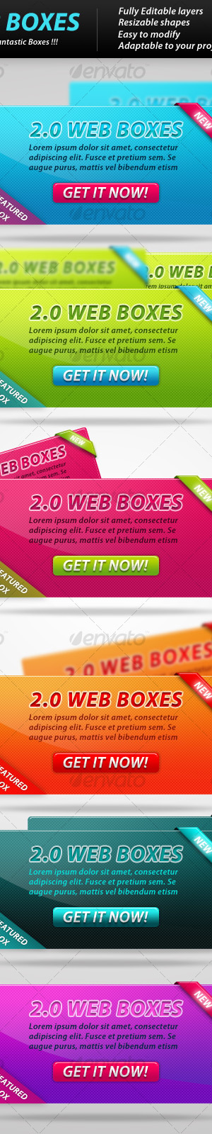 2.0 WEB BOXES, Web Elements | GraphicRiver