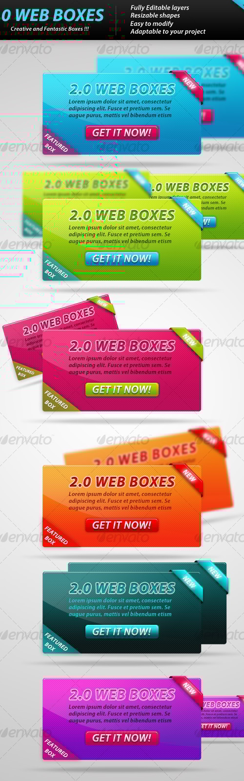 2.0 WEB BOXES, Web Elements | GraphicRiver