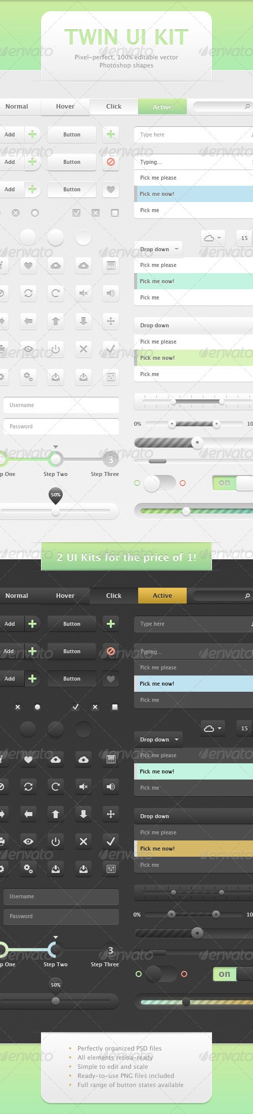 Twin UI Set, Web Elements | GraphicRiver