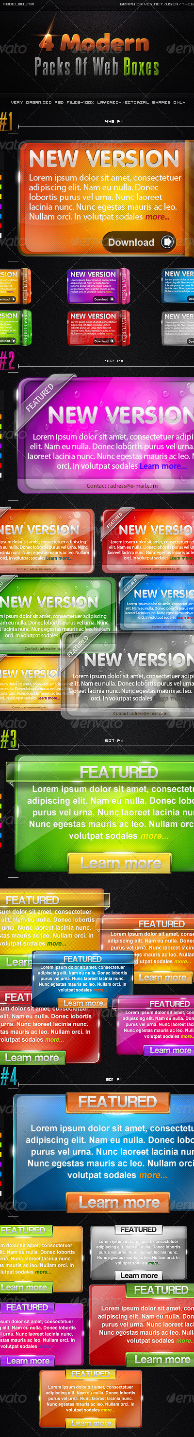 4 Modern Packs of Web Boxes, Web Elements | GraphicRiver