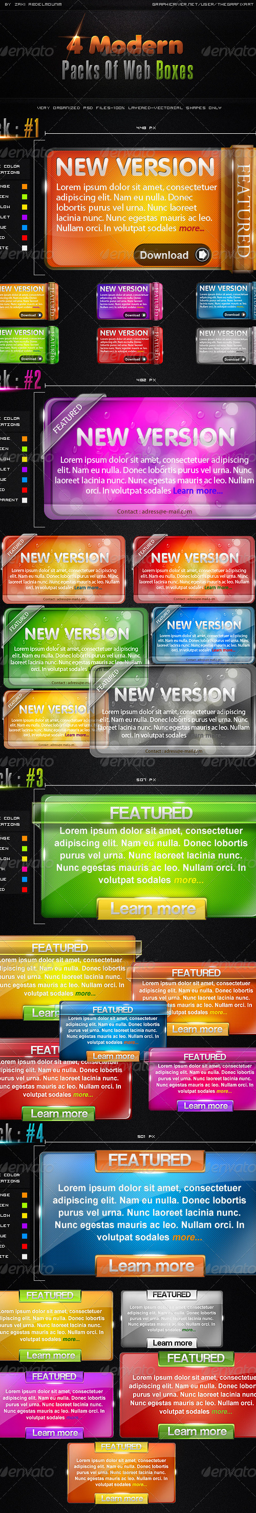 4 Modern Packs of Web Boxes, Web Elements | GraphicRiver