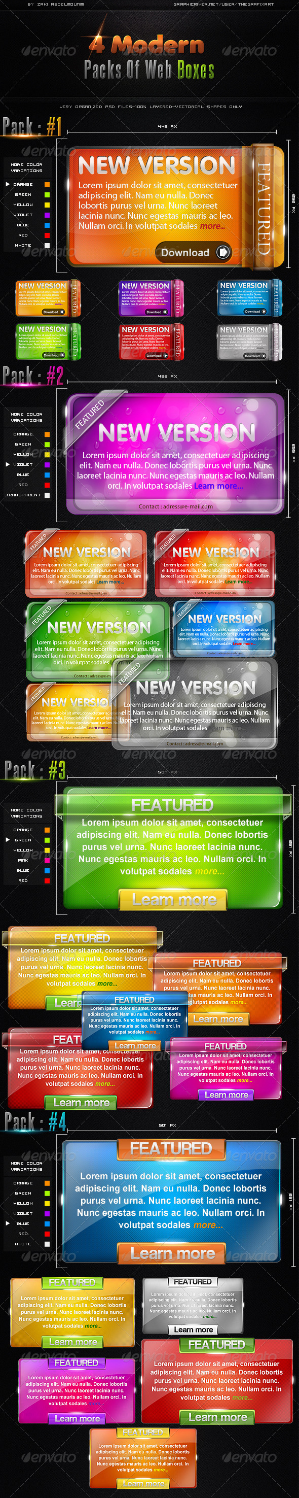 4 Modern Packs of Web Boxes, Web Elements | GraphicRiver