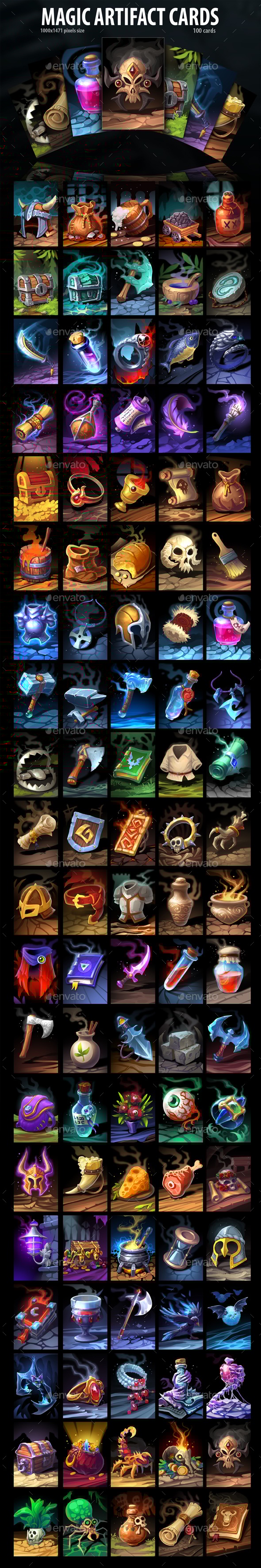 Magic Artifacts Cards, Game Assets | GraphicRiver