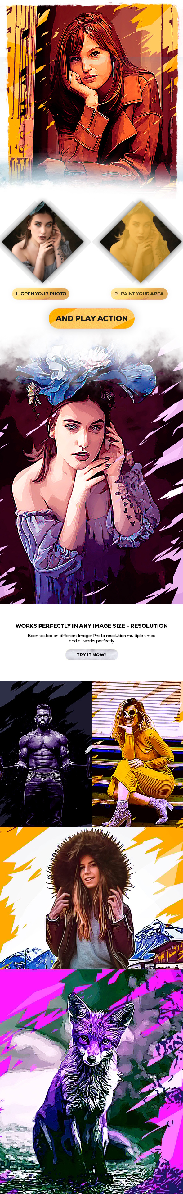 Vector Paint Photoshop Action - Photo Effects Actions