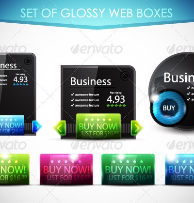 Glossy Black Web Boxes, Vectors | GraphicRiver