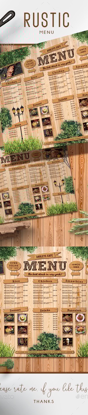 Rustic Menu Board, Print Templates | GraphicRiver