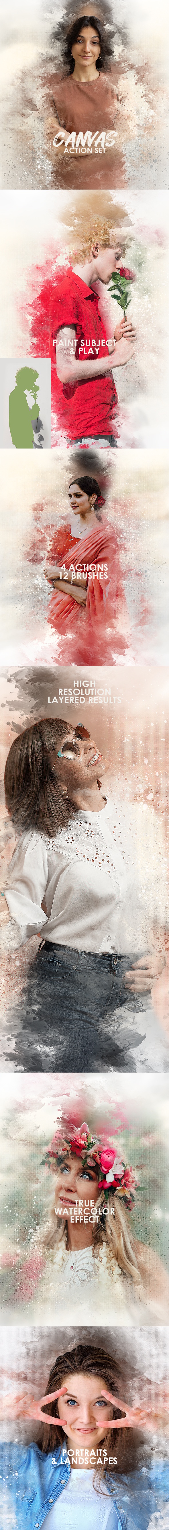 Canvas Photo Watercolor Actions - Photo Effects Actions