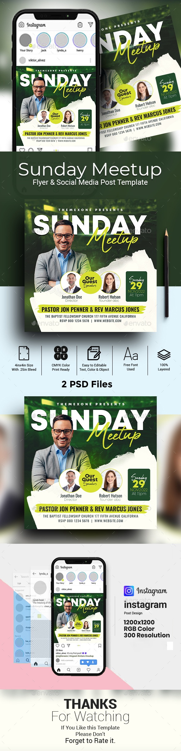 Sunday Meetup Flyer & Social Media Post, Print Templates | GraphicRiver
