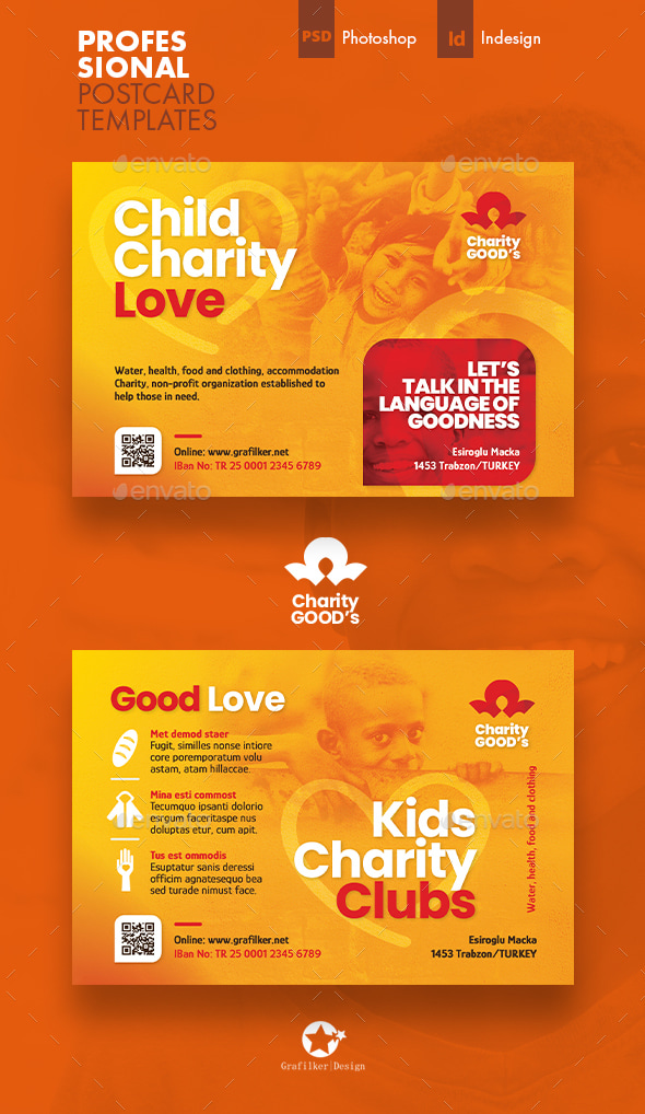 Charity Postcard Templates, Print Templates | GraphicRiver