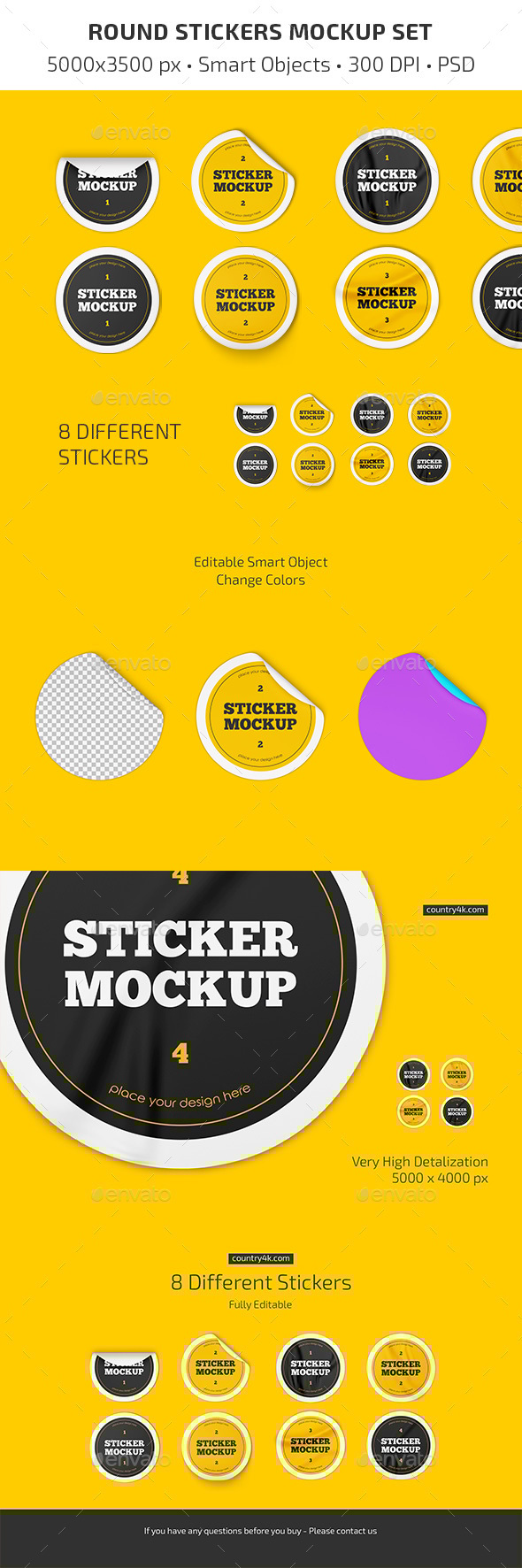 Round Stickers Mockup Set, Graphics | GraphicRiver