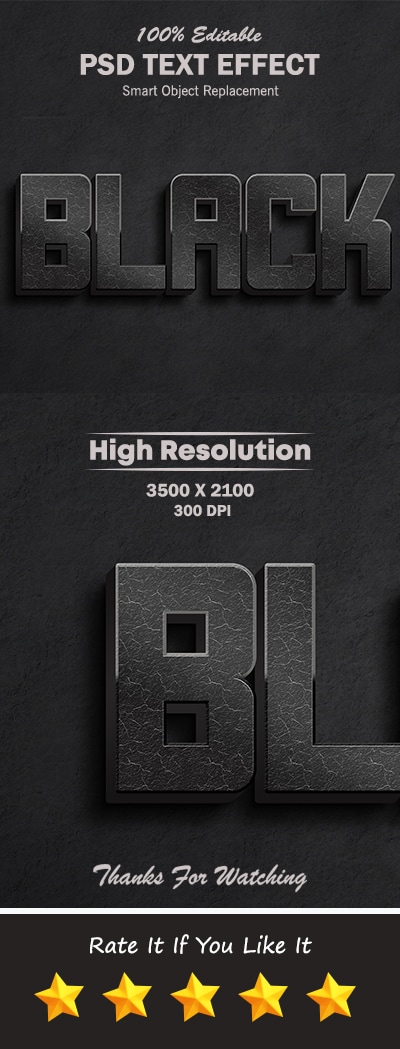 Black Color Editable PSD Text Effect 4, Add-ons | GraphicRiver