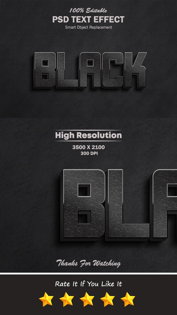Black Color Editable PSD Text Effect 4, Add-ons | GraphicRiver