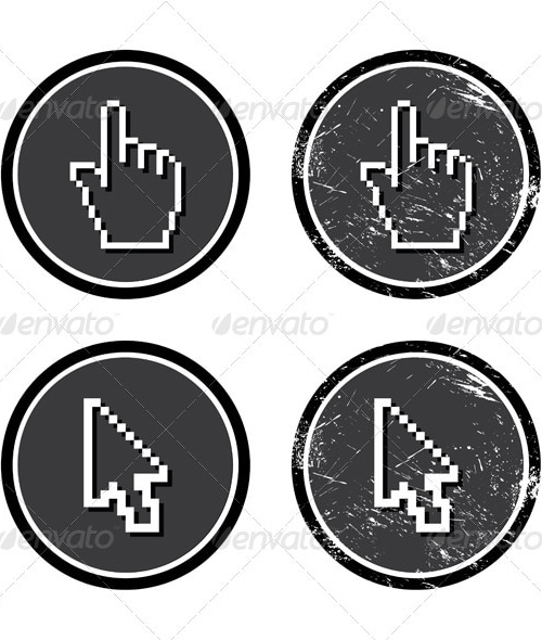 Cursors hand and arrow on retro label, Vectors | GraphicRiver